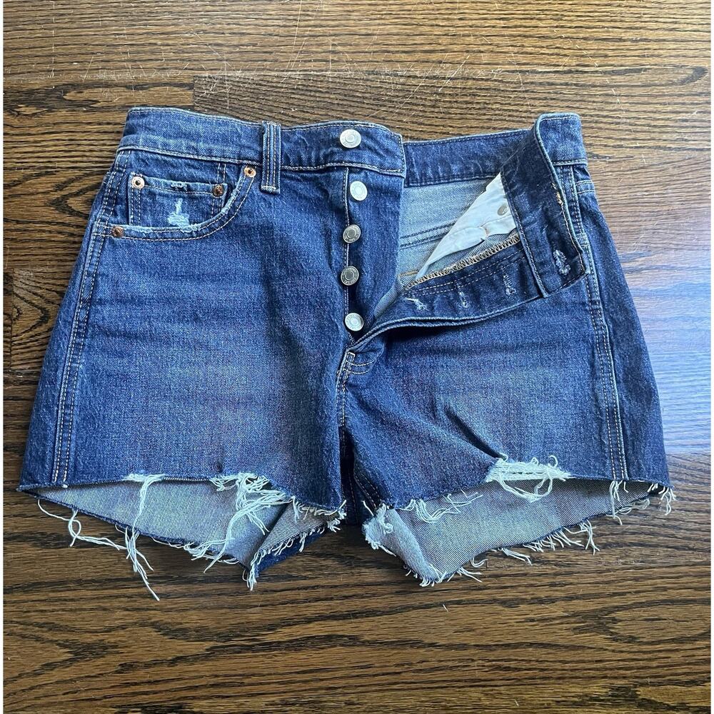 Gap Denim High Rise Cheeky Denim Shorts Raw Hem Sz. 27 blue NWOT